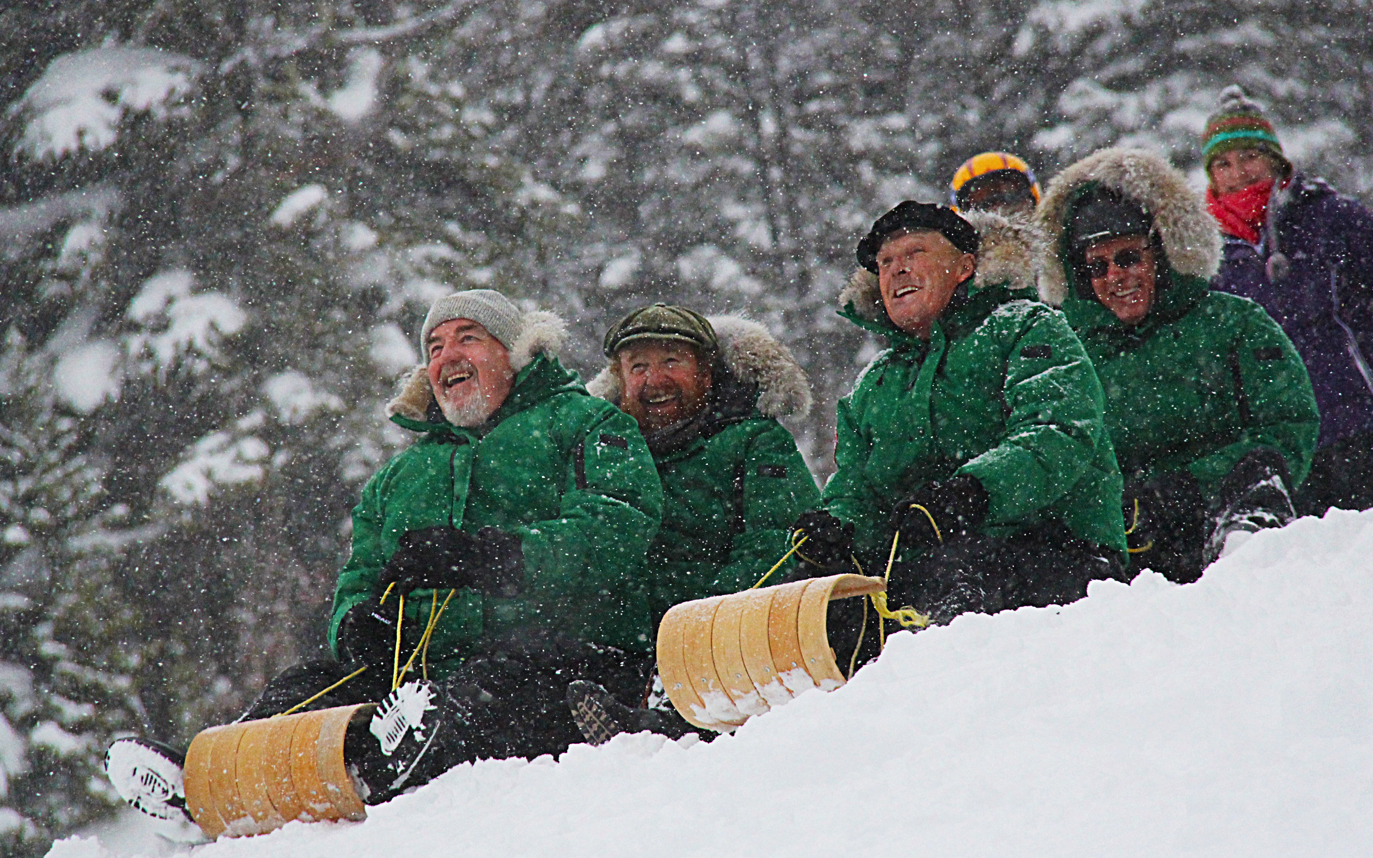 The Irish Rovers filming The Irish Rovers Christmas at Sunshine Village in Banff National Park.