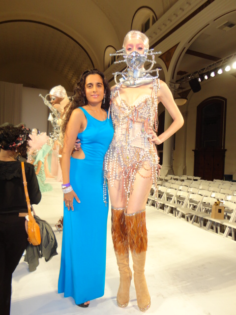 Sanjini and model at Los Angeles Fashion Week - Vibiana.