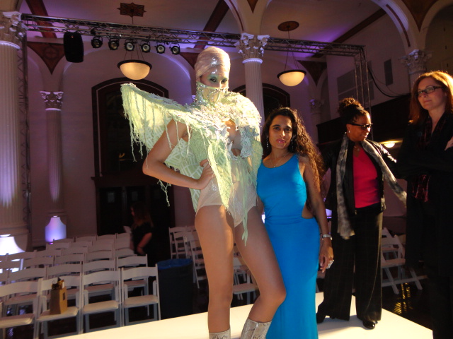 Sanjini and model at Los Angeles Fashion Week - Vibiana.