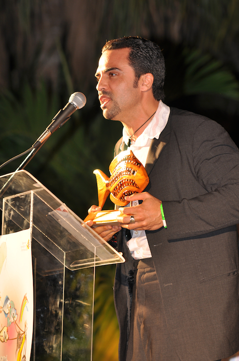 Manny Perez winning Best Feature for LA SOGA at BIFF, 2009