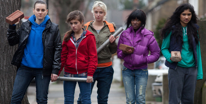 Still of Emma Hartley-Miller, Adelayo Adedayo, Lily Loveless, Varada Sethu and Aimee Kelly in Sket (2011)