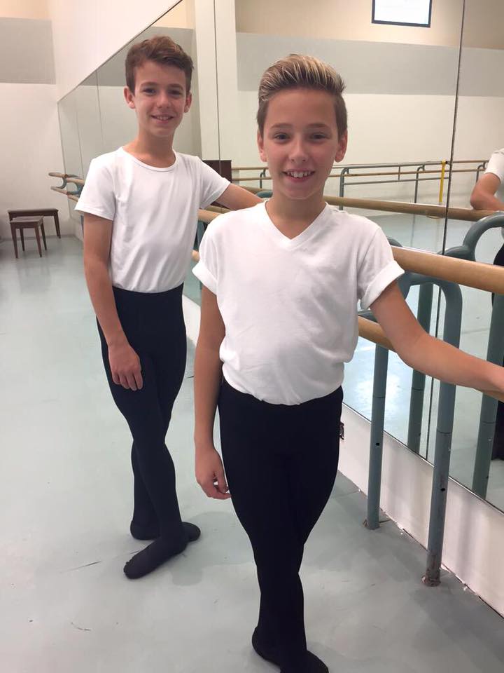 Eamon and Ethan training for Billy Elliot at the RMTC