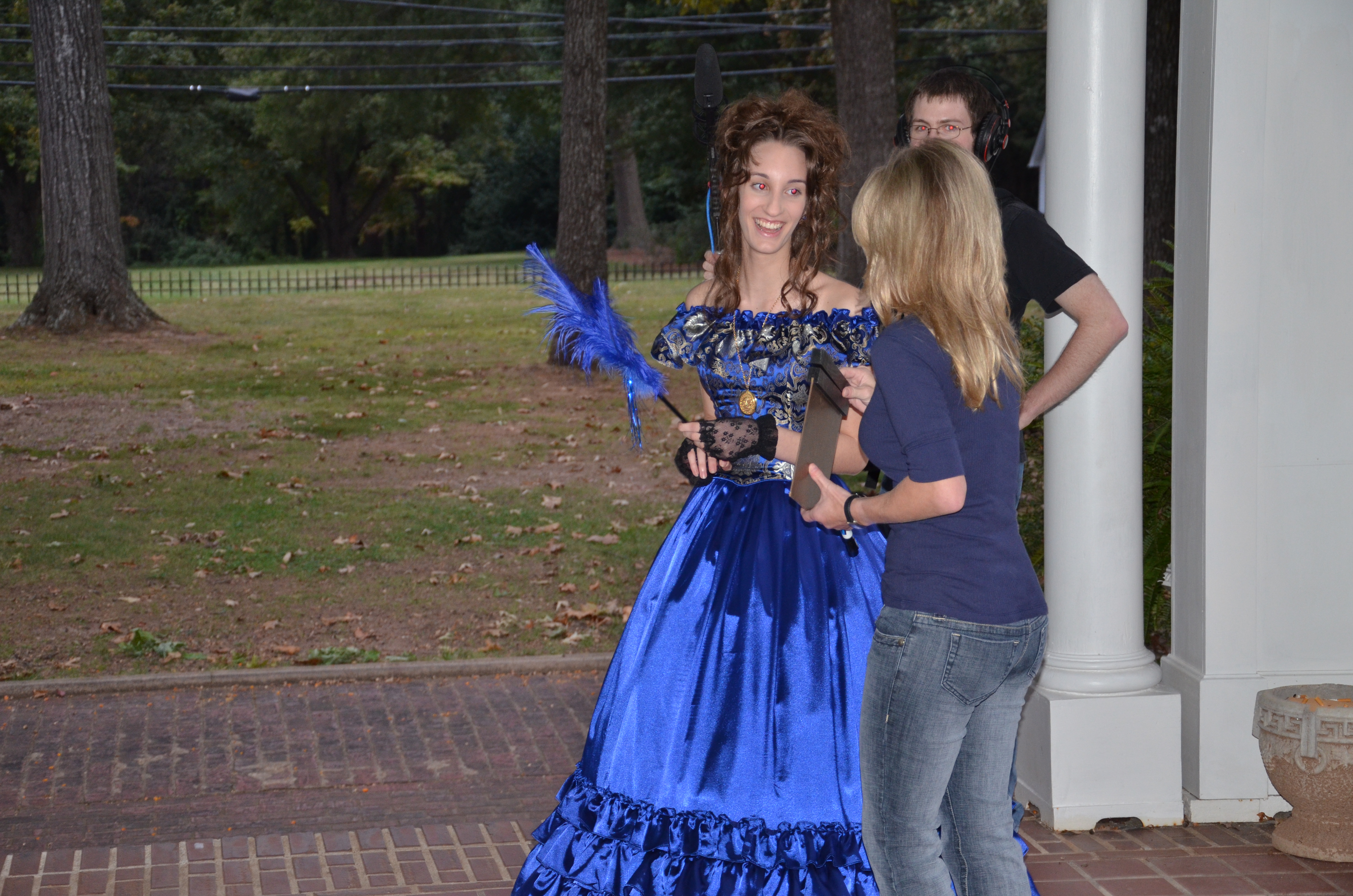 Outside scene of The Silver Scene at Stowe Manor. Brandi Alyssa Young, Shannon Crenshaw: crew and Tom Hollis: Sound