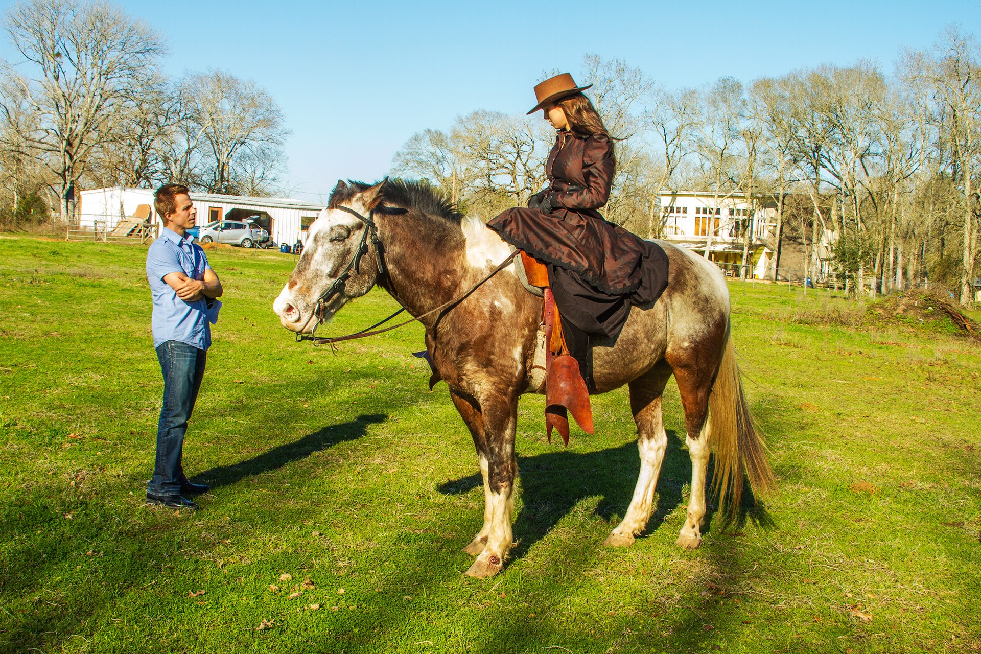 Ciara Flynn being directed on horseback.