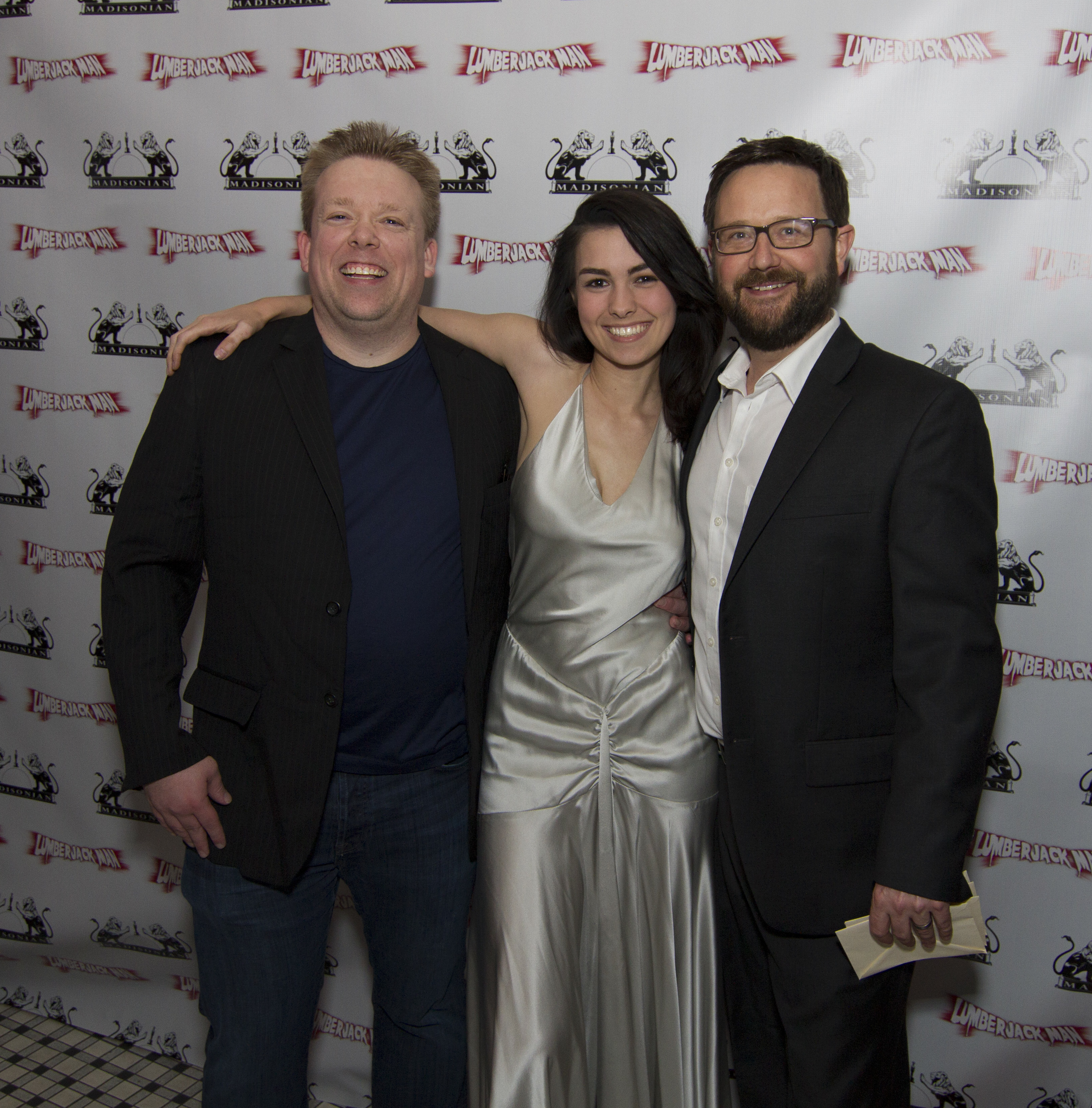 Ciara Flynn with director Josh Bear and producer Bill Meuhl at the Austin premier of Lumberjack Man!
