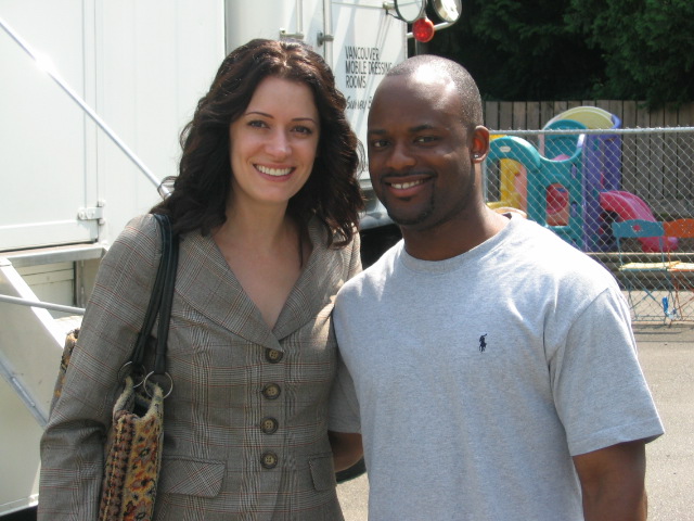 On set with Criminal Minds' Paget Brewster.