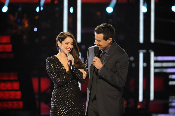Still of Carson Daly and Lindsey Pavao in The Voice (2011)