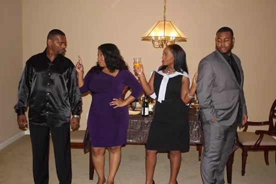 Jonez Cain as Tracy Ferguson in An Argument a T.I.M.E.R.S production. Pictured with Reginald Lopez Garner, Tina G and Shakeel Sherman