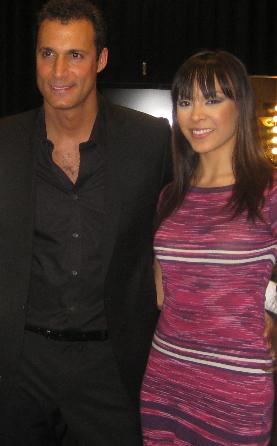 Backstage after runway show with host Nigel Barker, fashion photographer & judge on 