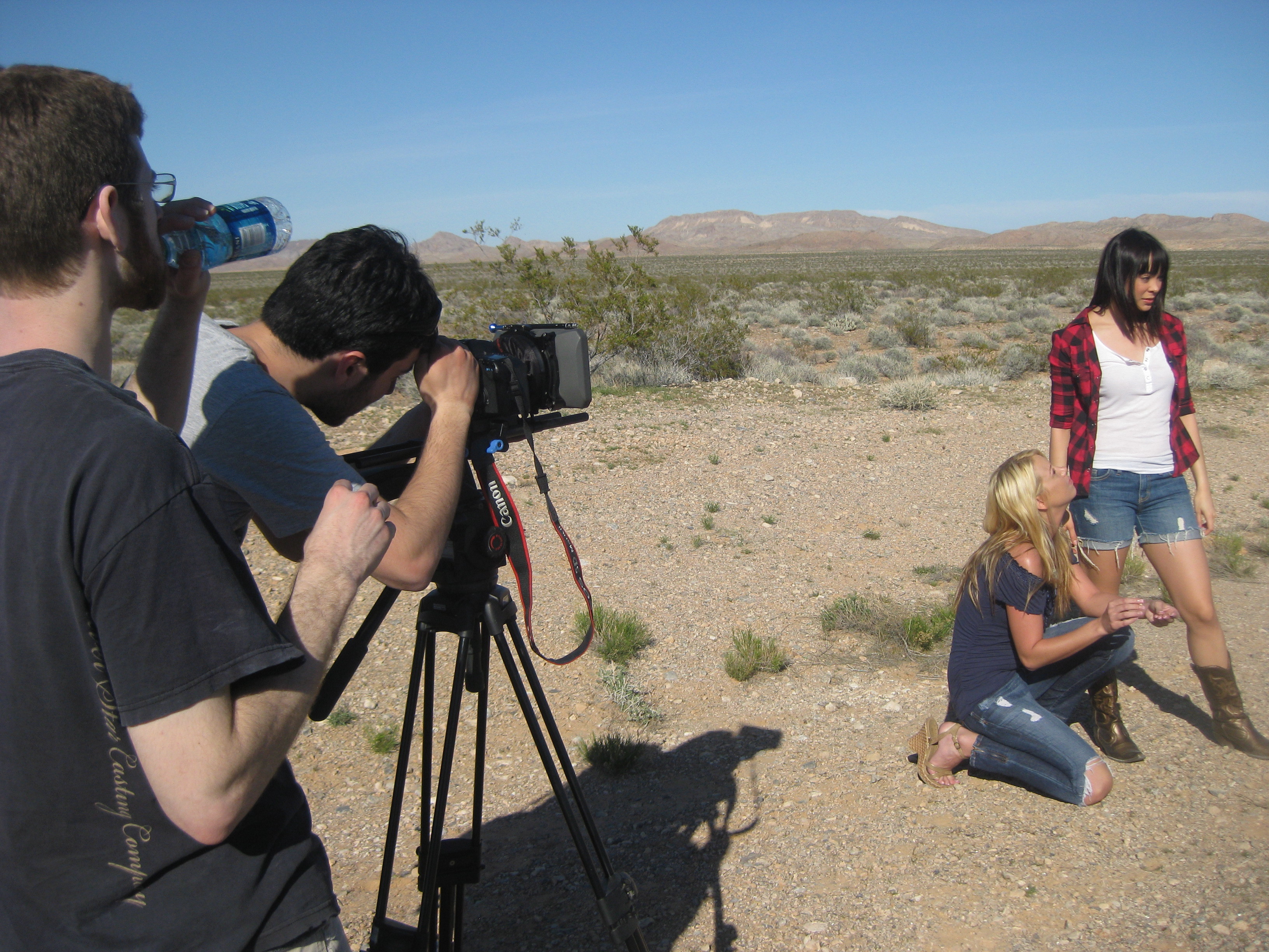 Filming in Valley of Fire with co-star Shanna Perry