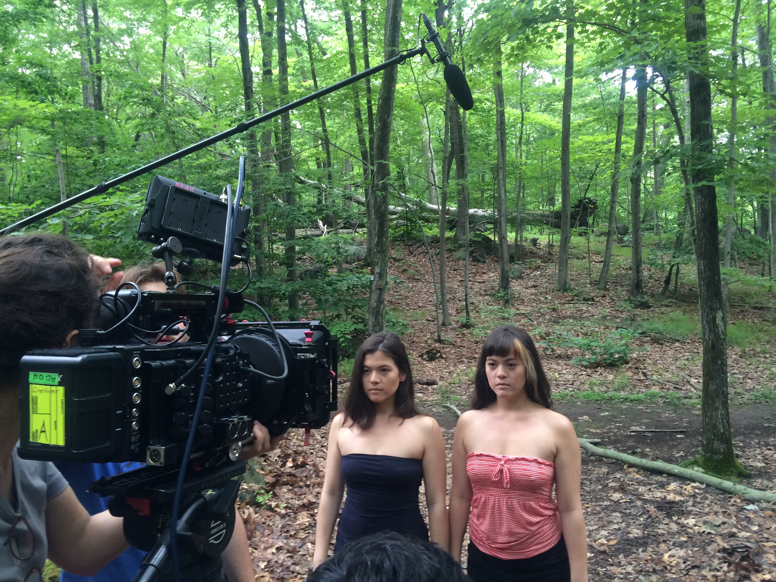 With twin Leah Kreitz, shooting the film Counterpoint