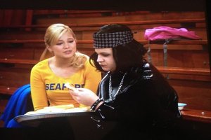 With Olivia Holt on the set of Kickin'It