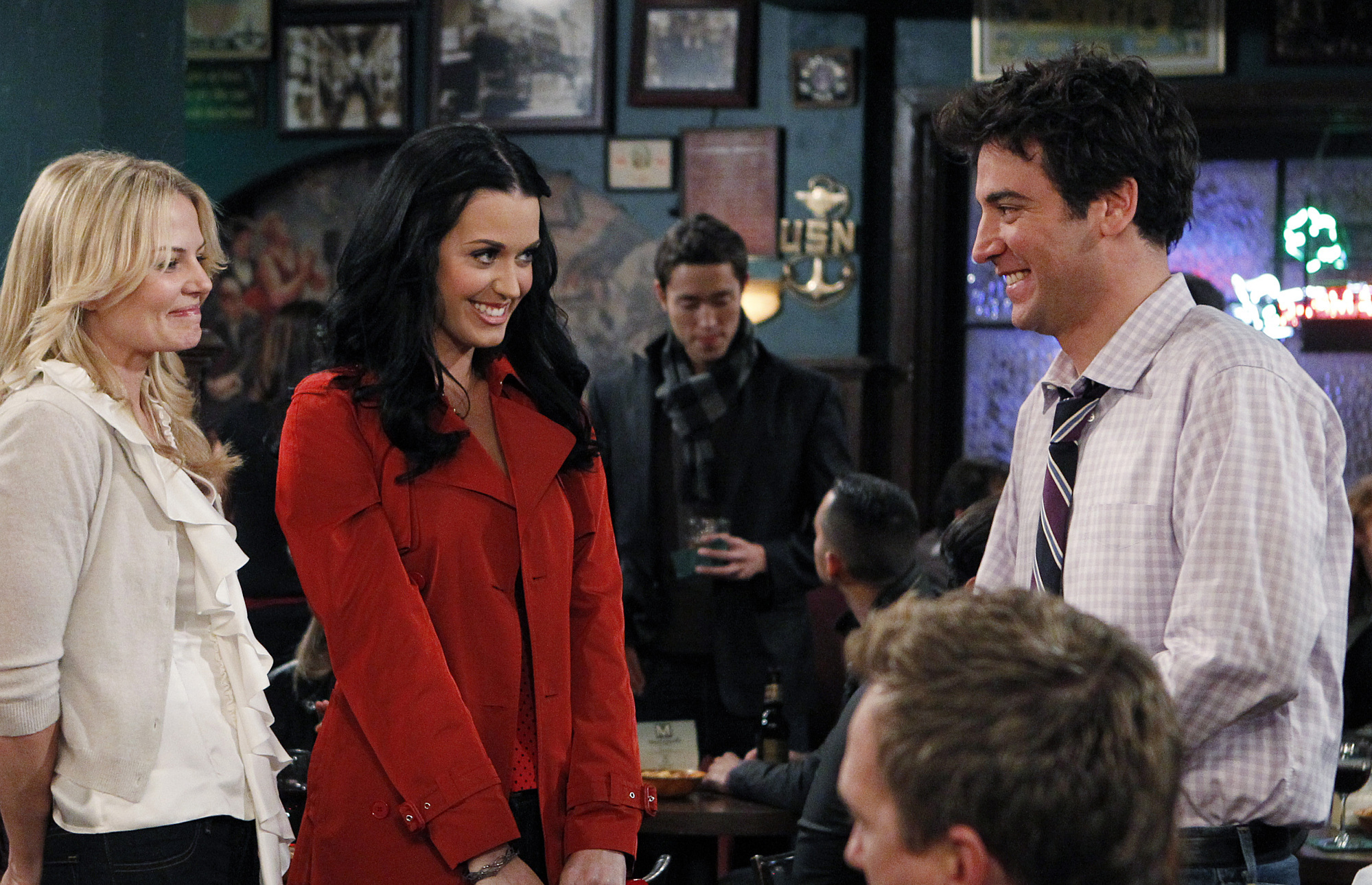 Still of Neil Patrick Harris, Jennifer Morrison, Josh Radnor and Katy Perry in Kaip as susipazinau su jusu mama (2005)