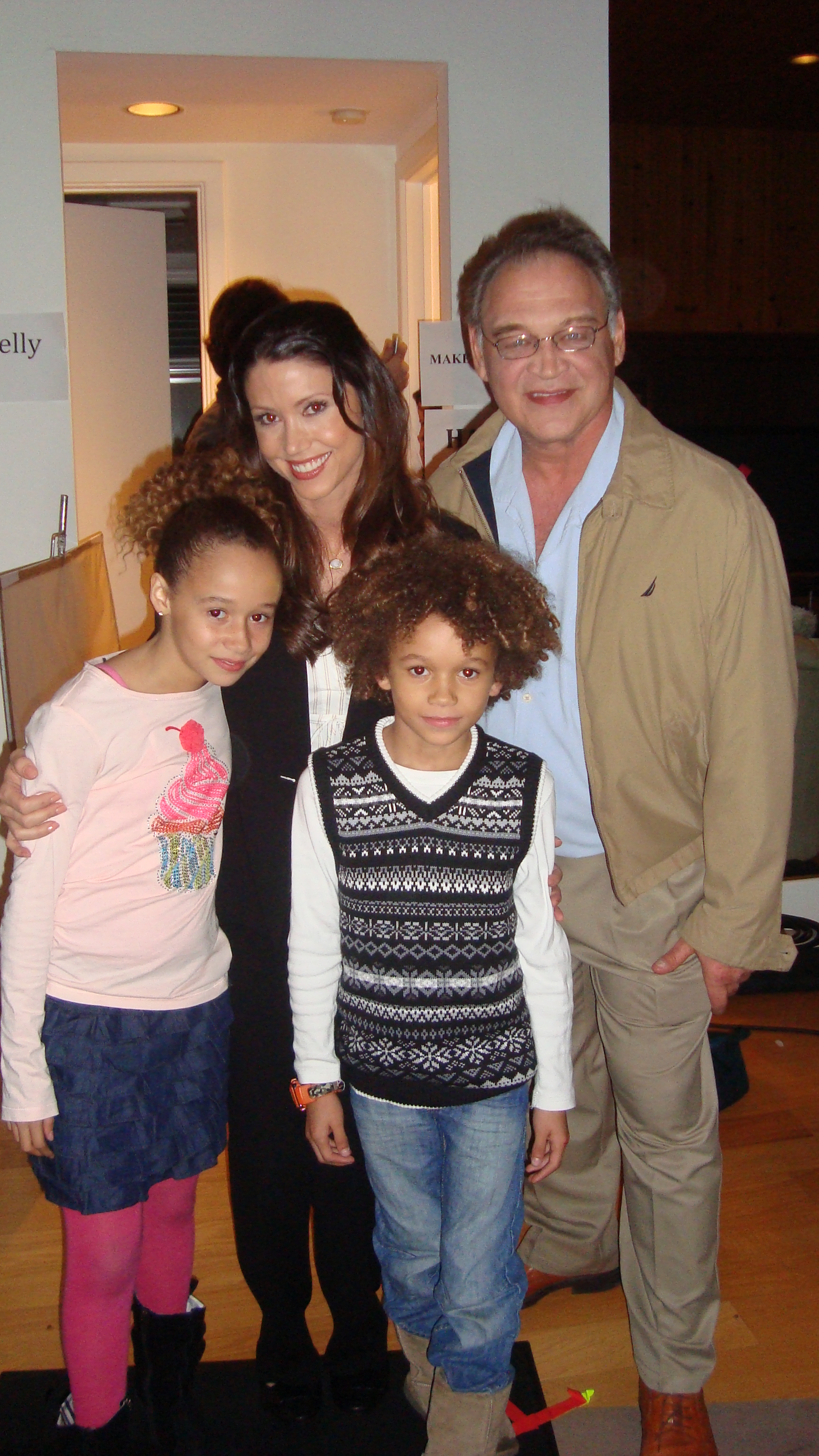 Talia with Shannon Elizabeth who played her mom in A Green Story. Also pictured are her brother Armani and actor Ed O'Ross