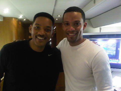 Will Smith and Todd Anthony on the set of Men In Black 3