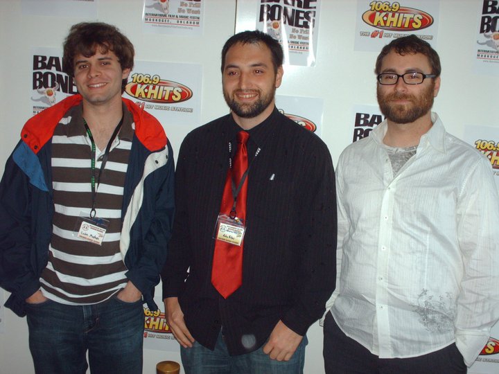 Aubry Peters, Chris Powell, and Luke Matheis on the red carpet at the 2011 Bare Bones Film Festival