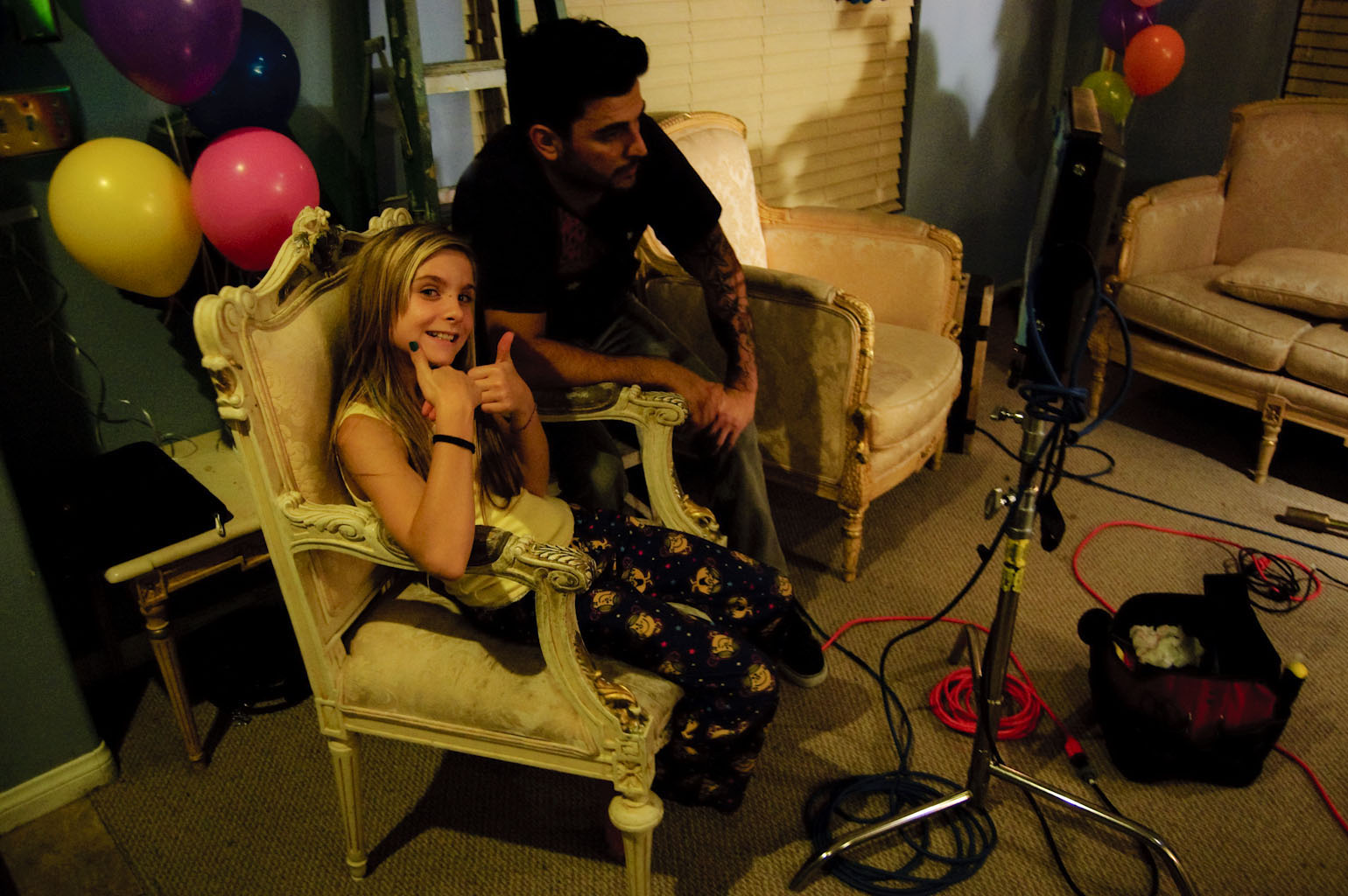 Sierra Willis with Director Nicholas DeRuve on the set of Dr. Thompson