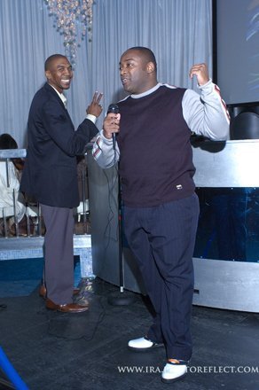 Terence V. Steele hosting the Georgia Film Foundation's Winter Red Carpet with Kewin Muhammad; December 18, 2009.