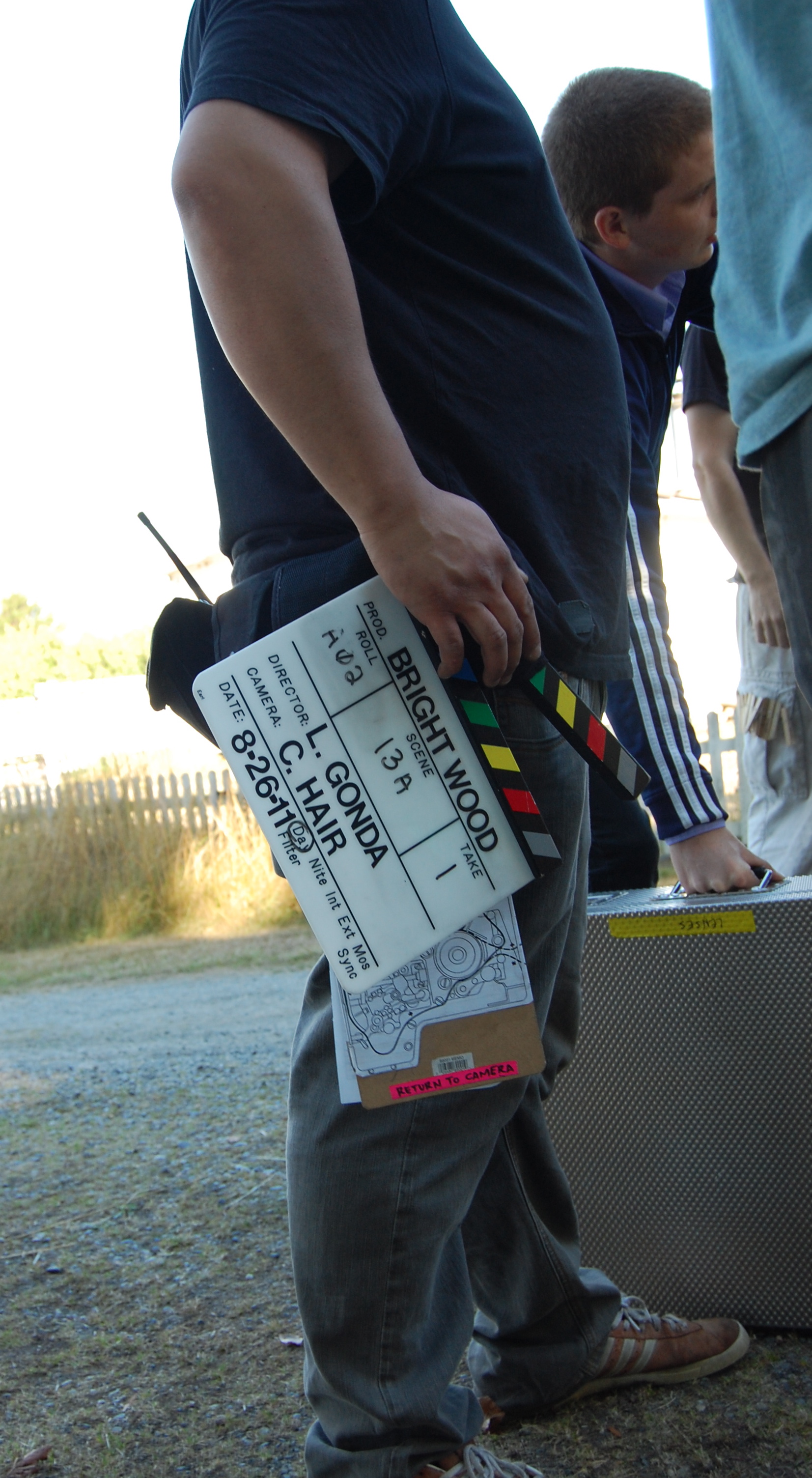 2nd Assistant Camera, Alan Certeza on the set of Brightwood - Day one of Principle Photography.