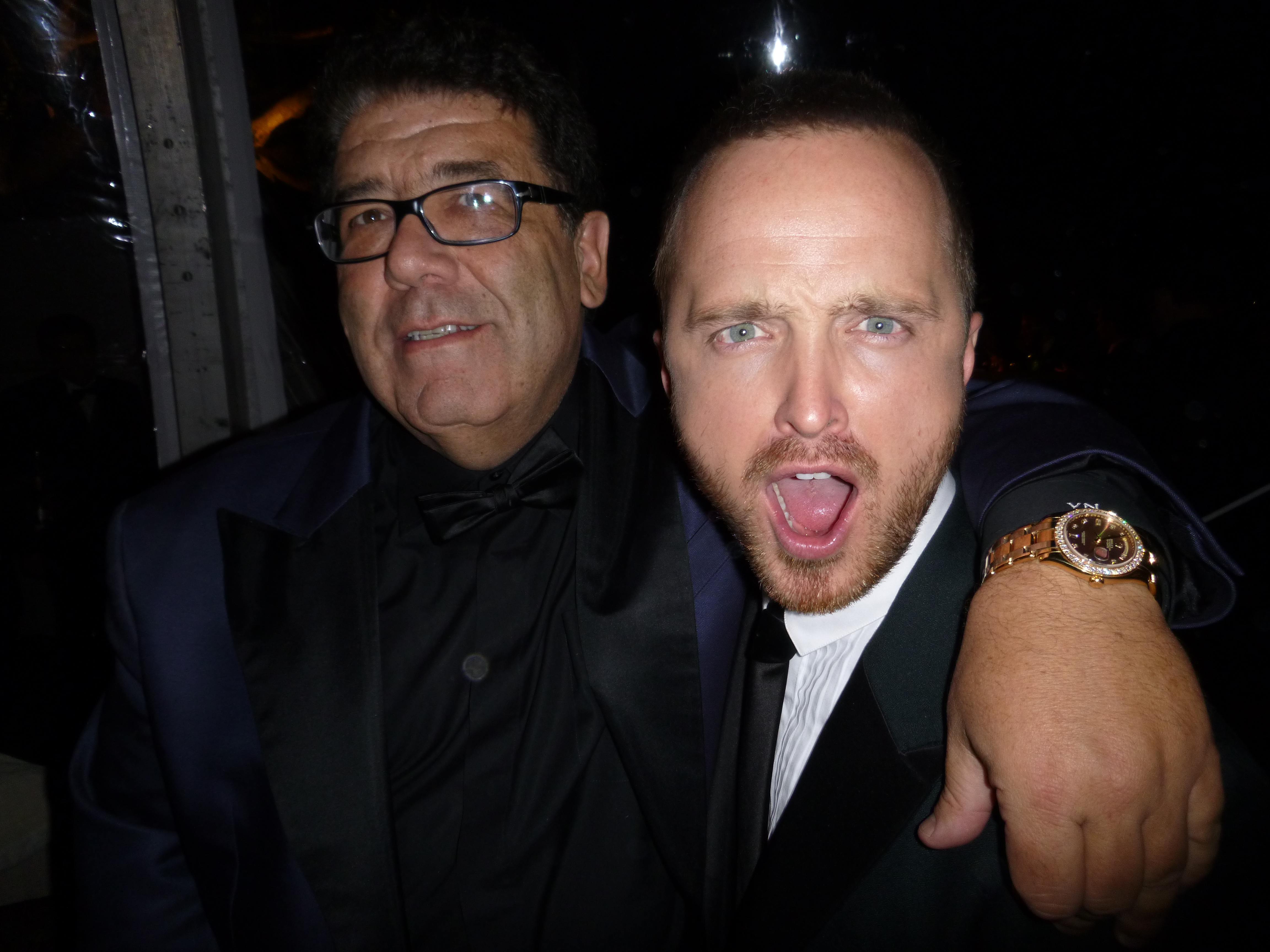 Producer Victorino Noval and Emmy Award Winning Actor Aaron Paul at the 2014 Golden Globe Awards