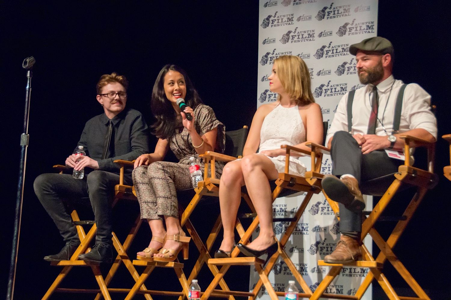 Adrian Powers, Rosie Lourde, Zara Zoe and Jonnie Leahy at Q&A for 'Skin Deep' at the 2014 Austin Film Festival.