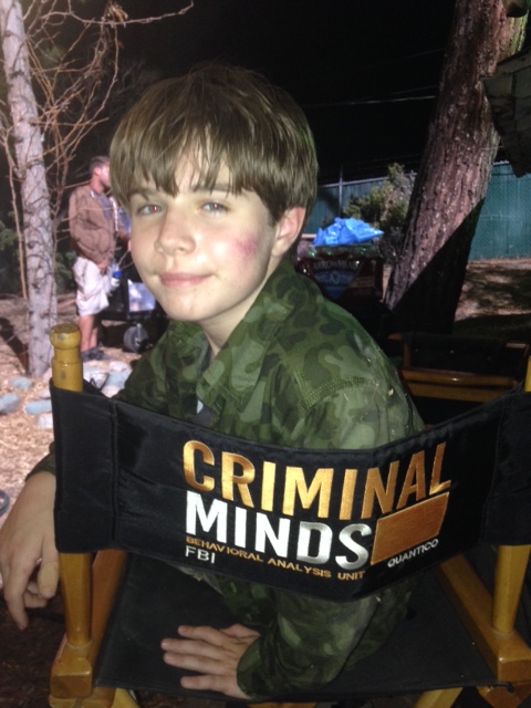 Braden at a night shoot for Criminal Minds