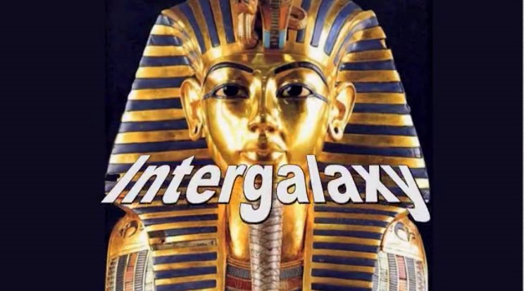 Intergalaxy opening scene to THE FATE OF ALL DREAMS featuring the gold death mask of Tutankhamen, son of the Pharaoh Akhenaten.
