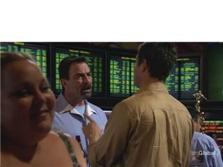 On the set of Las Vegas, Piper Major's first job in Los Angeles. With Tom Selleck and Josh Duhamel.