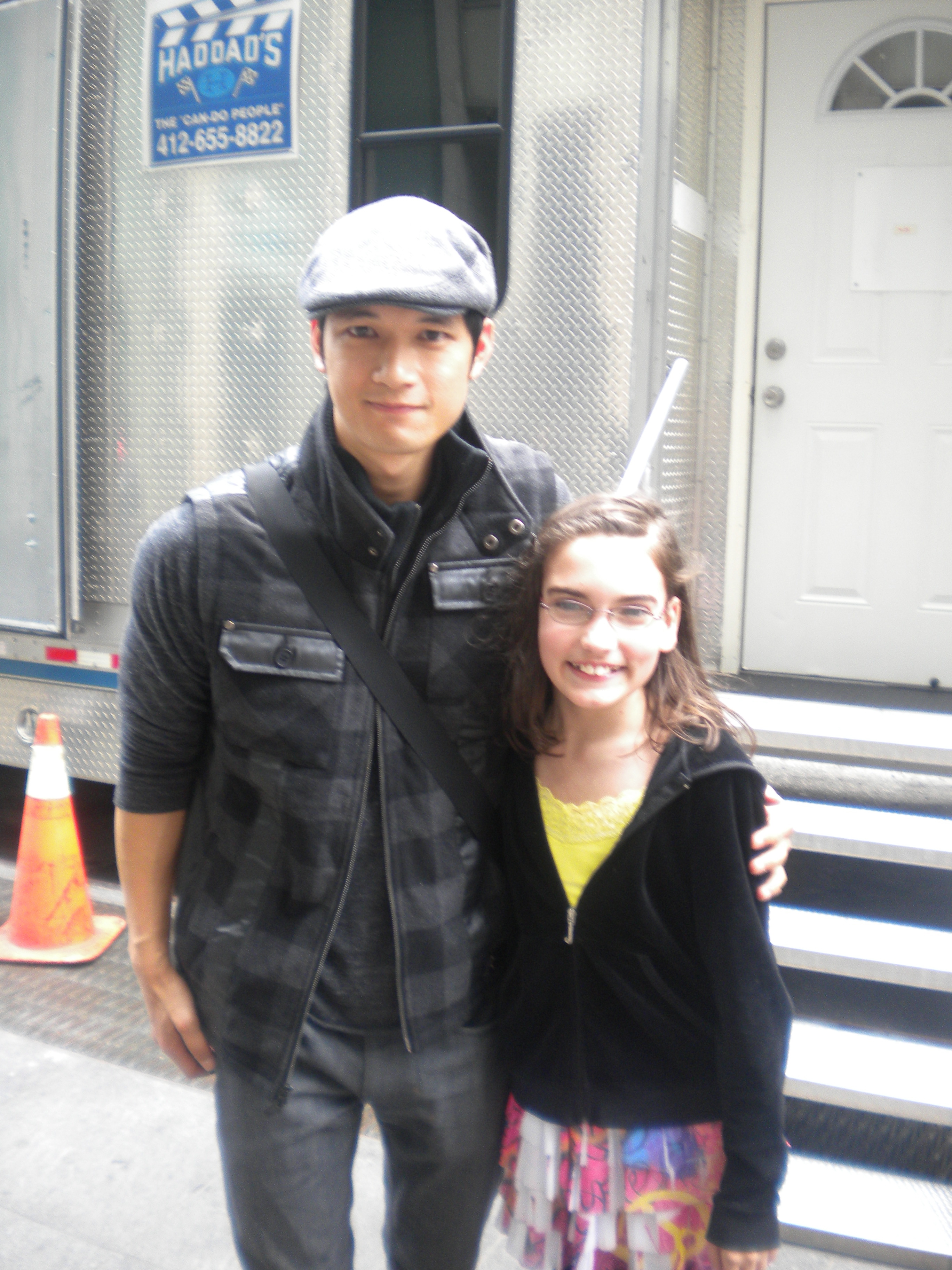 On set of the Glee Season 2 Finale with Harry Shum Jr.
