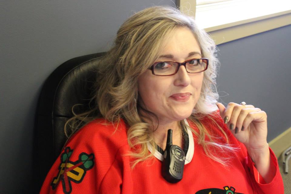 Sandra Doolittle working as Production Coordinator on set the first day 'The Settling' was filmed. She wears this vintage Portland Winterhawks jersey the first day of every shoot she works behind the camera on for good luck. So far, so good!