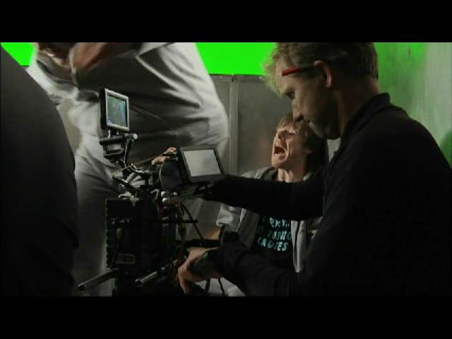 Thomas Rimmer filming on the FRESH MEAT set.