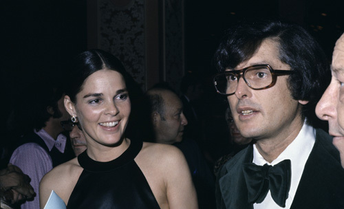 Ali MacGraw and Robert Evans at the Golden Globe Awards