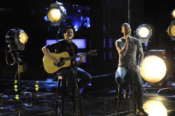 Still of Tony Lucca and Adam Levine in The Voice (2011)