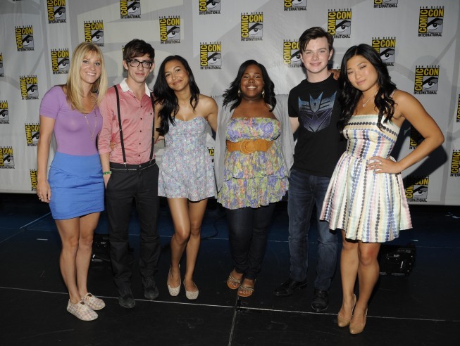 Naya Rivera, Kevin McHale, Chris Colfer, Jenna Ushkowitz and Heather Morris at event of Glee (2009)