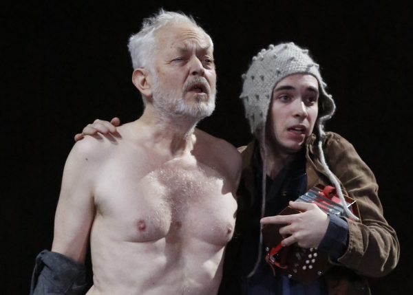 Michael Pennington (KING LEAR), Jake Horowitz (THE FOOL) in Theatre for A New Audience 2014 Production of KING LEAR. Directed by Arin Arbus