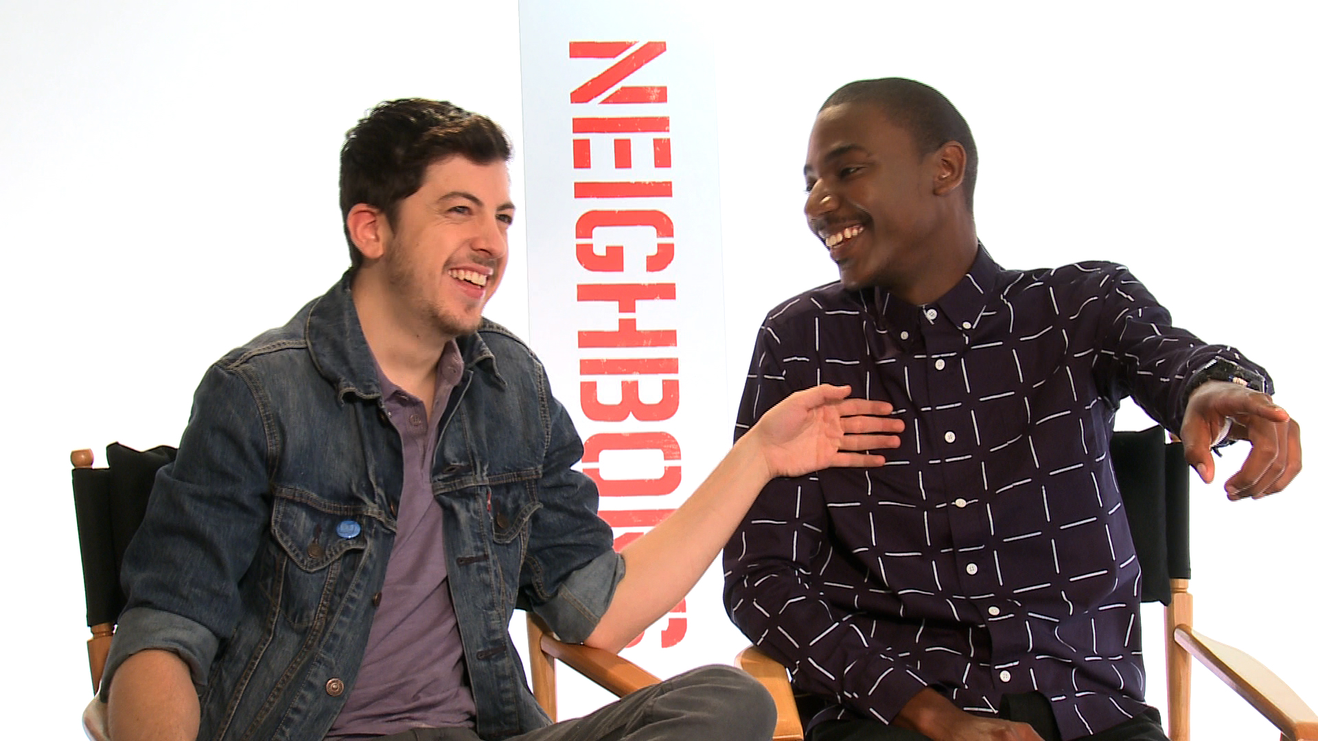 Still of Christopher Mintz-Plasse and Jerrod Carmichael in IMDb: What to Watch: Neighbors (2014)