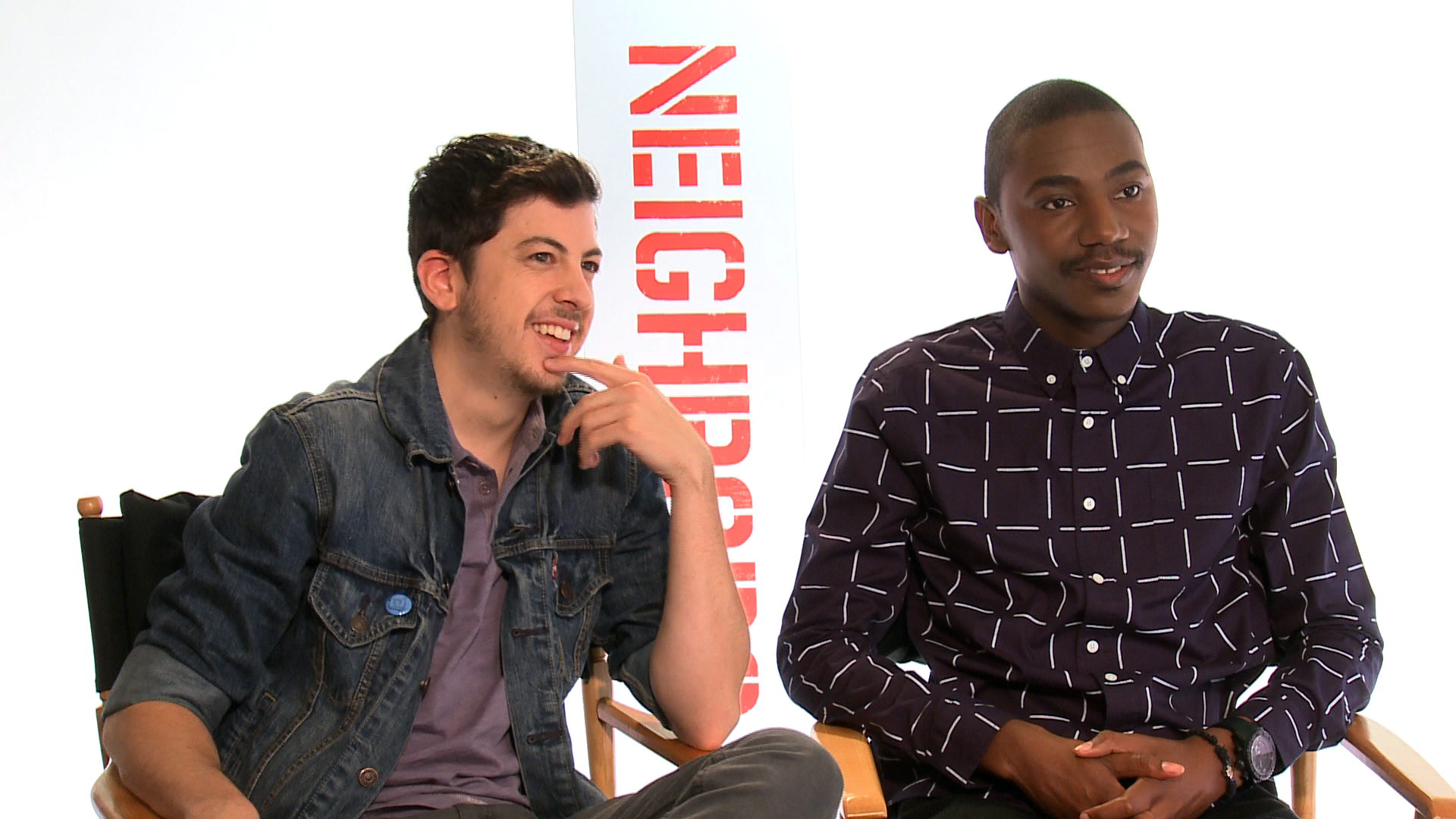 Still of Christopher Mintz-Plasse and Jerrod Carmichael in IMDb: What to Watch: Neighbors (2014)