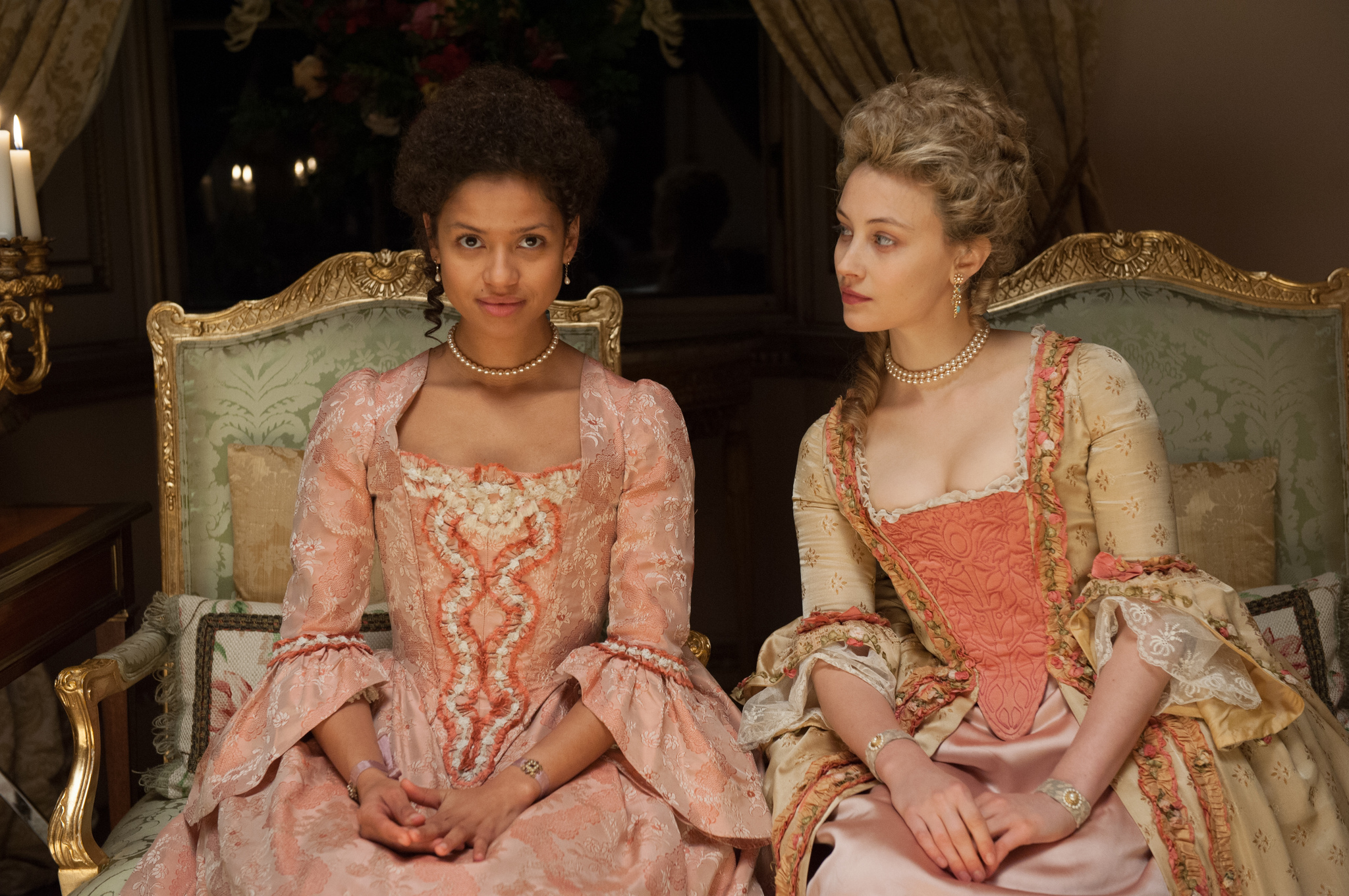 Still of Sarah Gadon and Gugu Mbatha-Raw in Belle (2013)