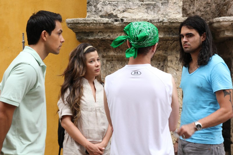 Ace Marrero, Estefania Borge, Will S. Goldstein and Alberto Marenco filming 'Piloto' - 2012