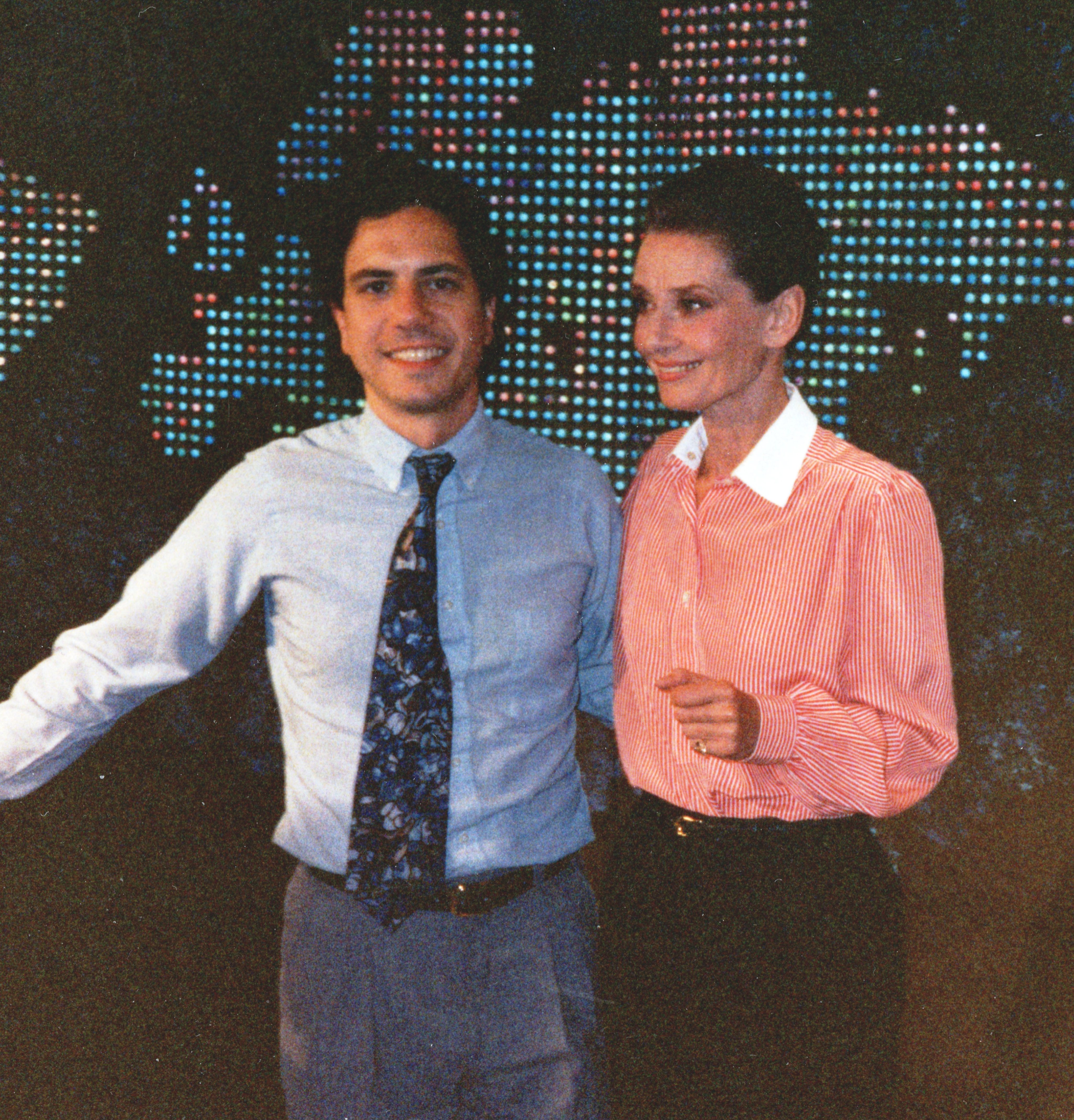 Peter Tedeschi and Audrey Hepburn on set in 1992.