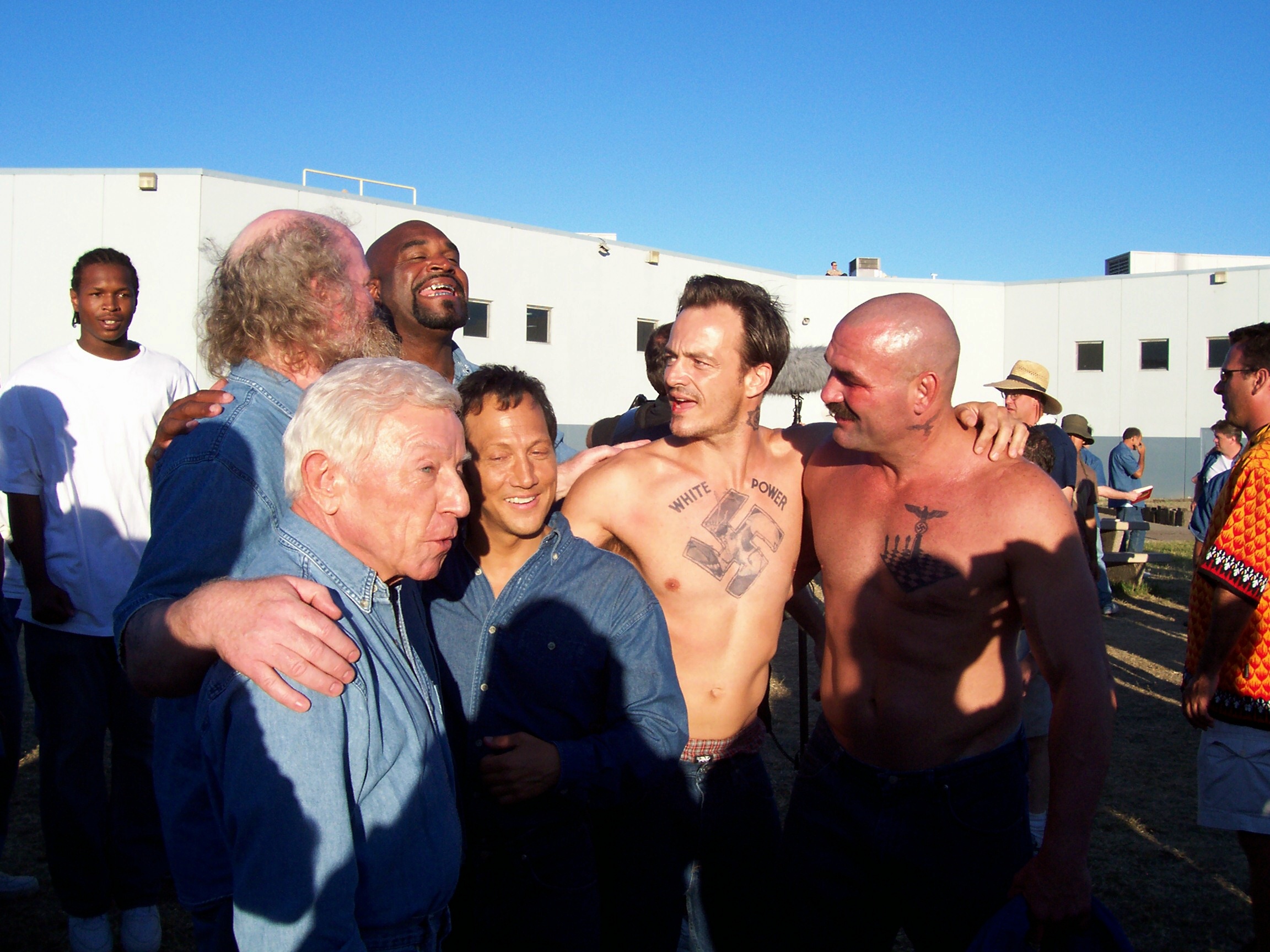 Henry Gibson, Rob Schneider, Salvator Xuereb, Don Frye, on set. Big stan 2007