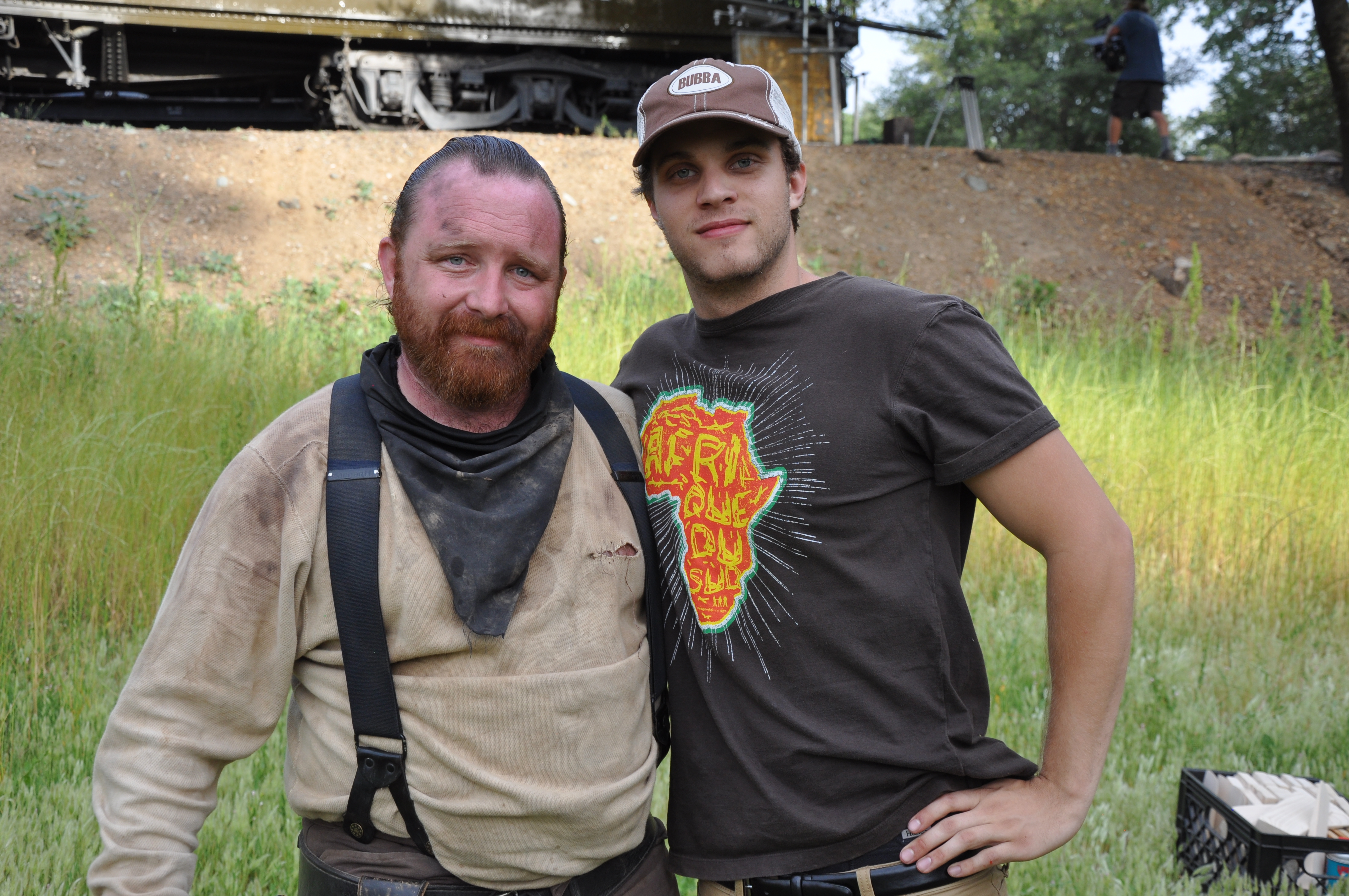 on set filming, ROUNDHOUSE. actor Travis James Campbell and Director/Producer/Screenwriter