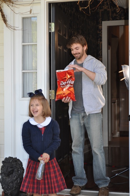 Gabrielle N. Brown filming a Doritos commercial; with actor Hevin Hampton