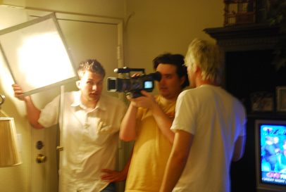 Peter Eich, Chris de la Fuente, Nick McGregor on the set of Apartment For Eight