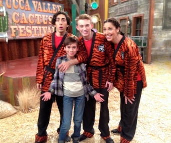Will Babbitt, Mateo Arias, Dylan Riley Snyder and Brooke Dillman on the set of 