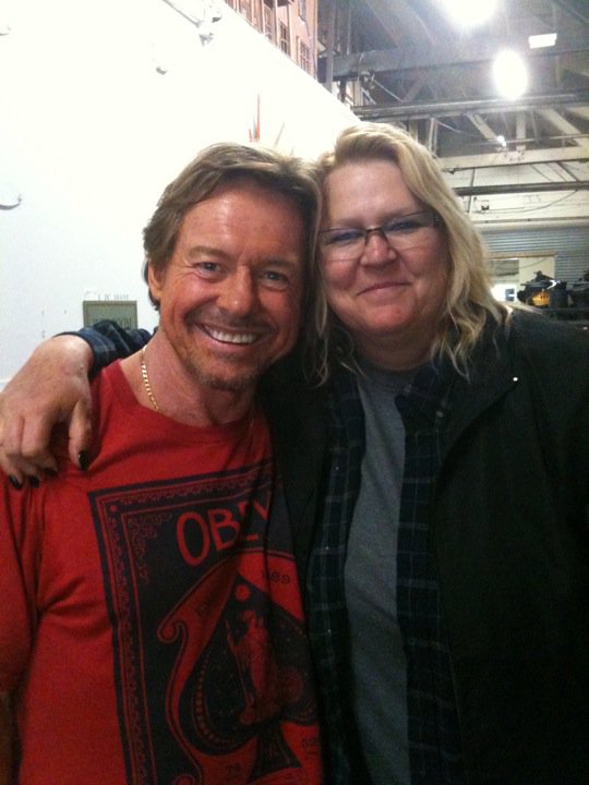 Rowdy Roddy Piper and Teresa Parker on the set of Funny or Die's Pinfall
