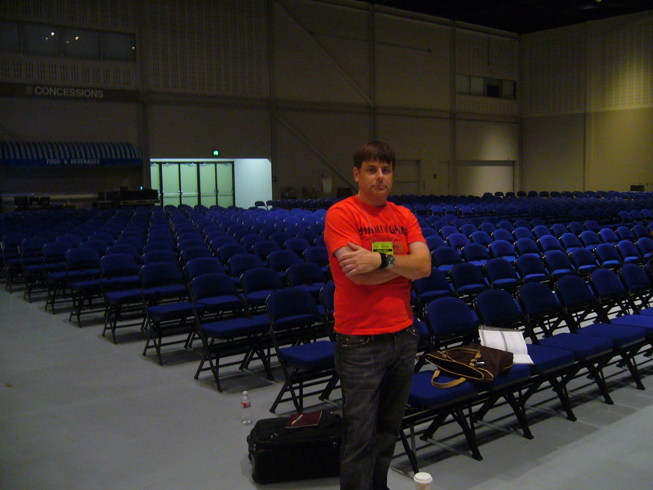 Kevin Booth at lecture sound check NACA convention Ontario CA