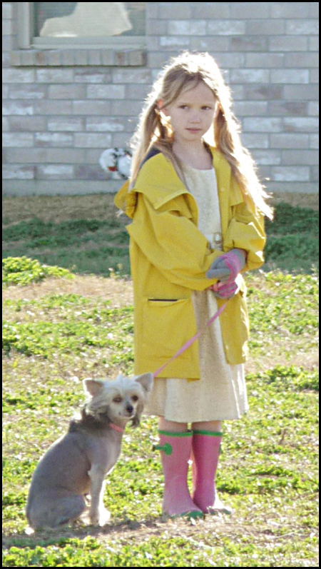 Avi Lake & Lily the dog on the set of Meeting Evil