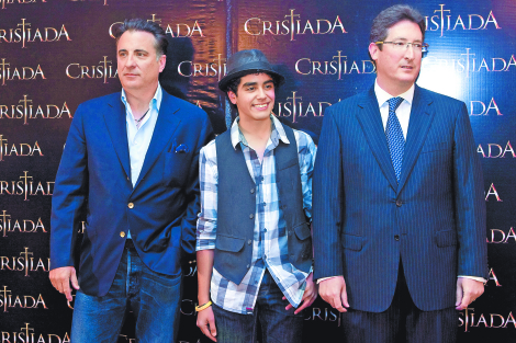 Mauricio with Andy Garcia and Pablo Jose Barroso (producer of For Greater Glory)