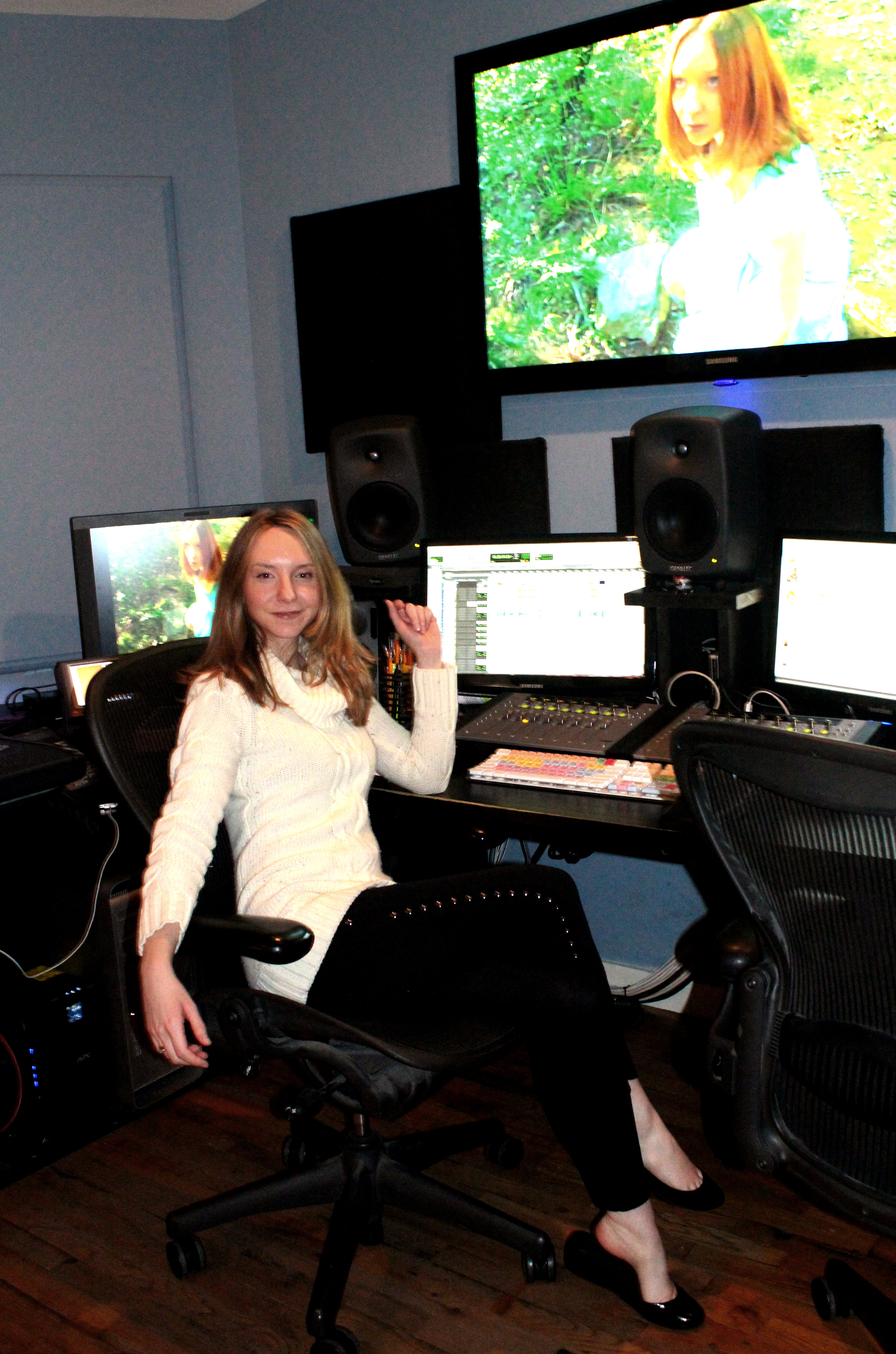 Samantha Cole at an ADR session at Plush in Manhattan, for the Eric Norcross film Lipstick Lies (2012).